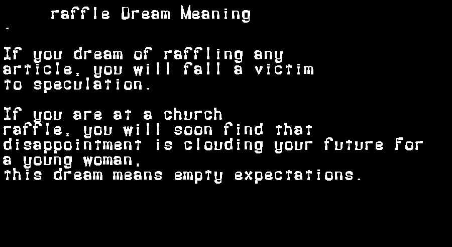  dream meanings raffle