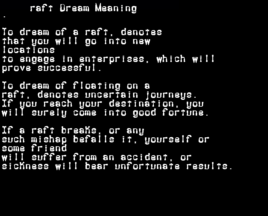  dream meanings raft