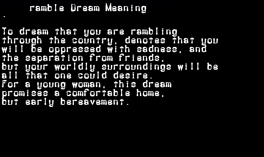  dream meanings ramble