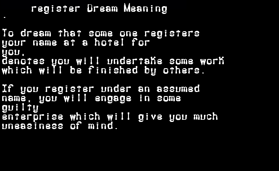  dream meanings register