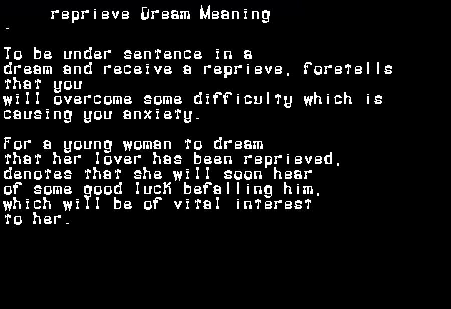  dream meanings reprieve