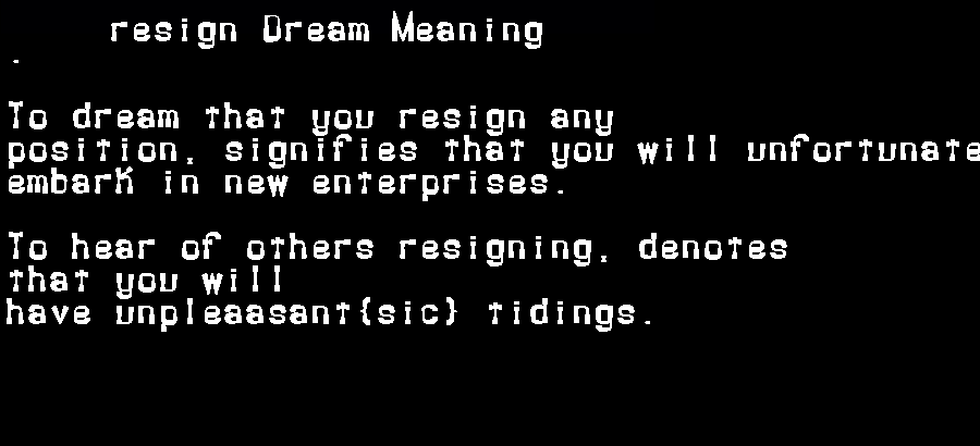  dream meanings resign