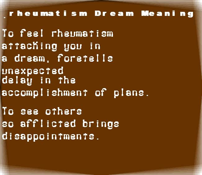  dream meanings rheumatism