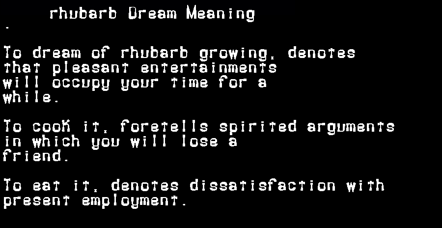  dream meanings rhubarb