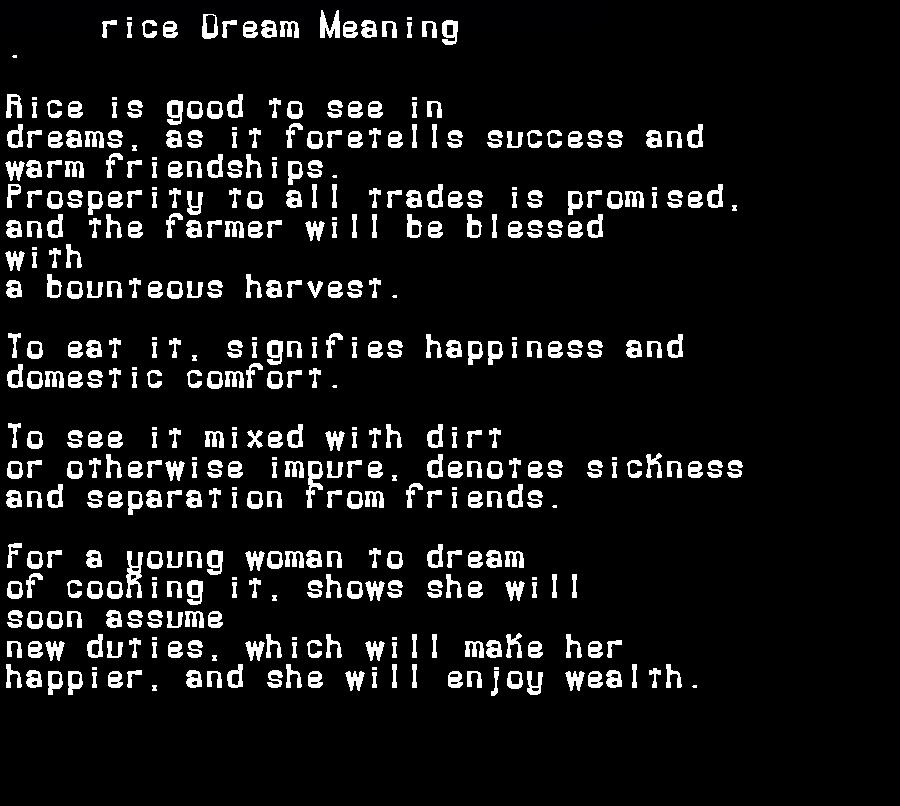  dream meanings rice