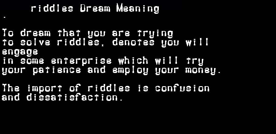  dream meanings riddles