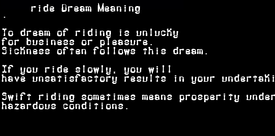  dream meanings ride