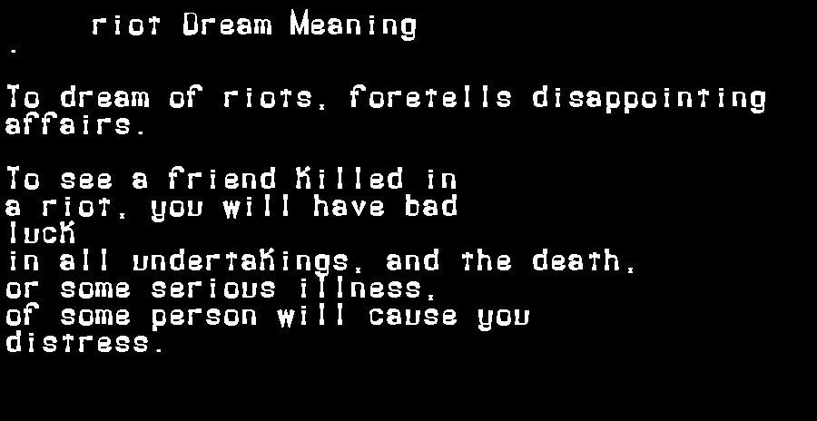  dream meanings riot