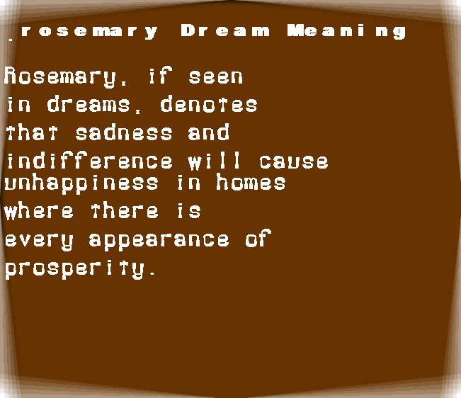  dream meanings rosemary