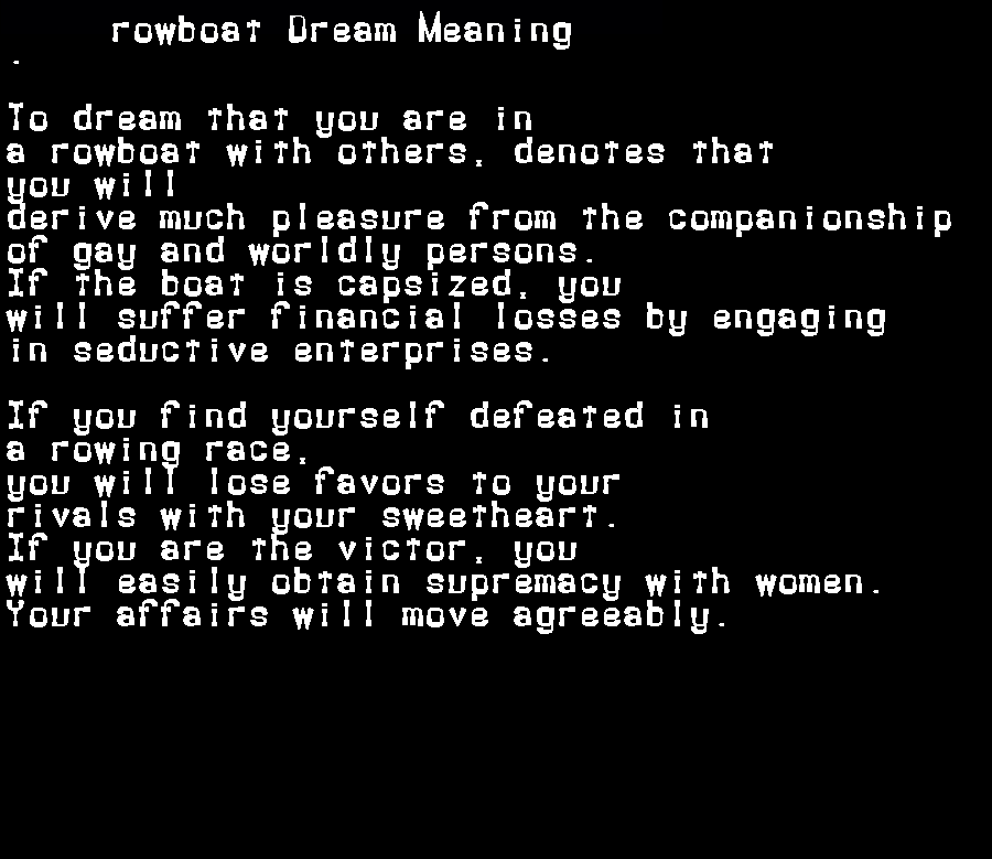  dream meanings rowboat