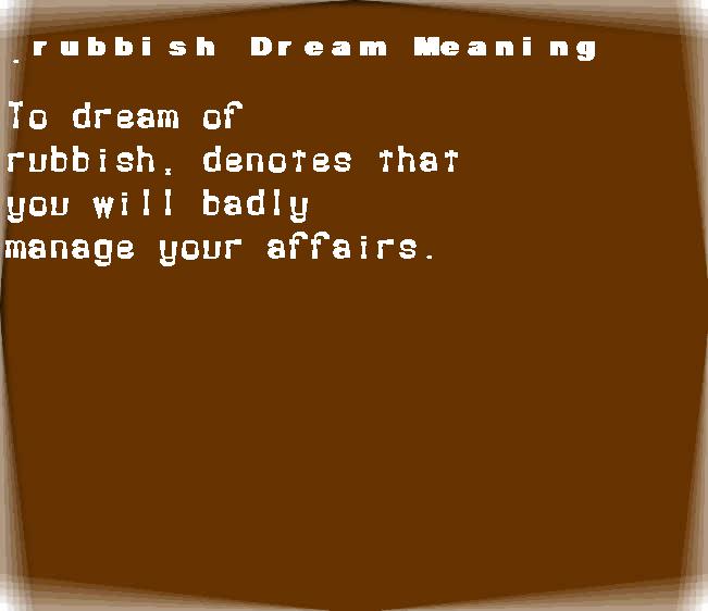  dream meanings rubbish