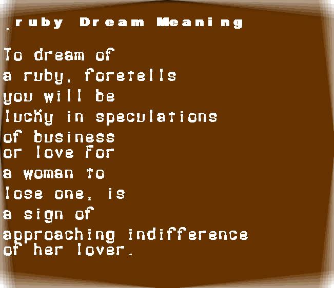  dream meanings ruby