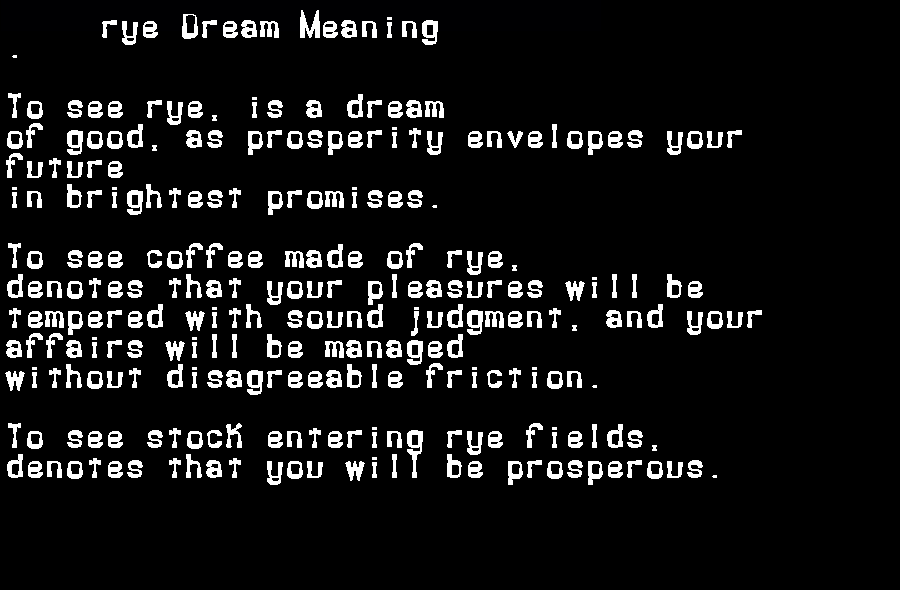  dream meanings rye