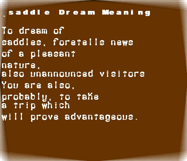  dream meanings saddle