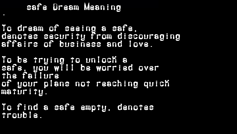  dream meanings safe