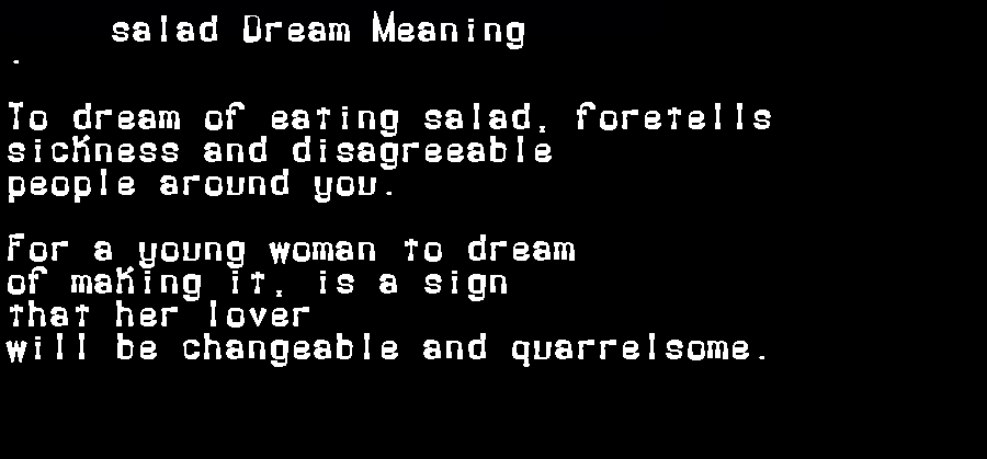  dream meanings salad