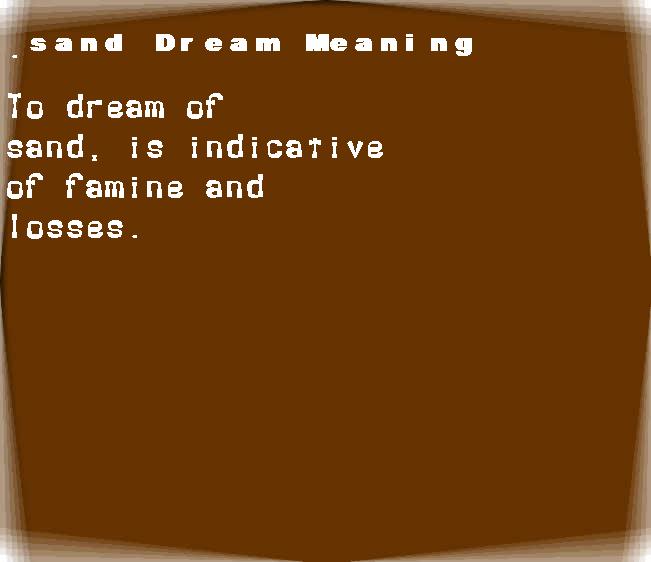  dream meanings sand