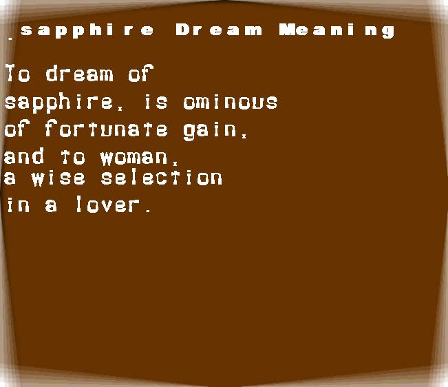  dream meanings sapphire