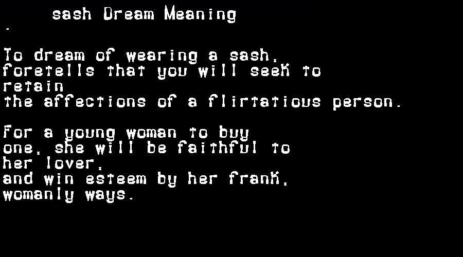  dream meanings sash