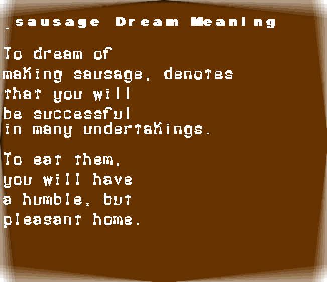  dream meanings sausage