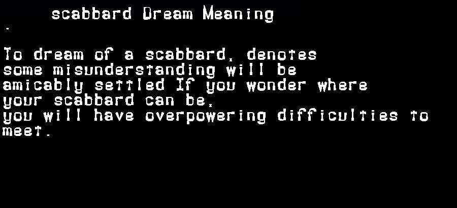  dream meanings scabbard