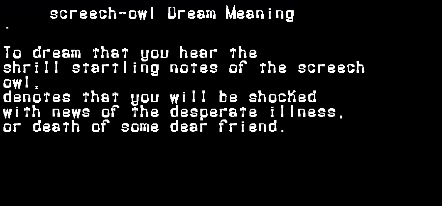  dream meanings screech-owl