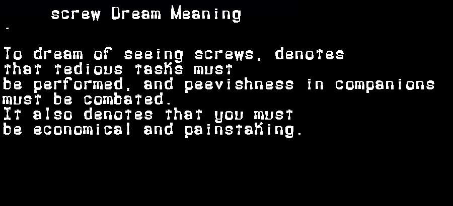  dream meanings screw