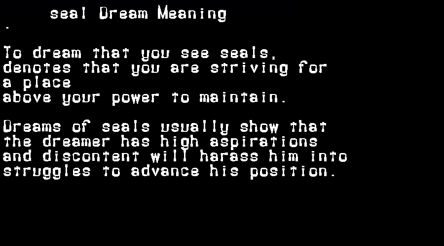  dream meanings seal