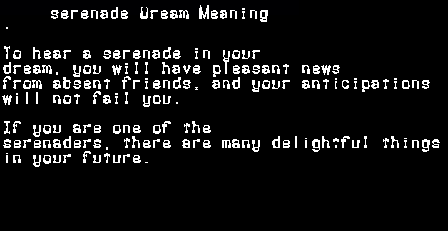  dream meanings serenade