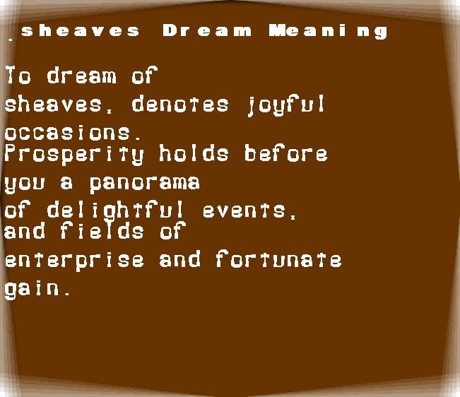  dream meanings sheaves