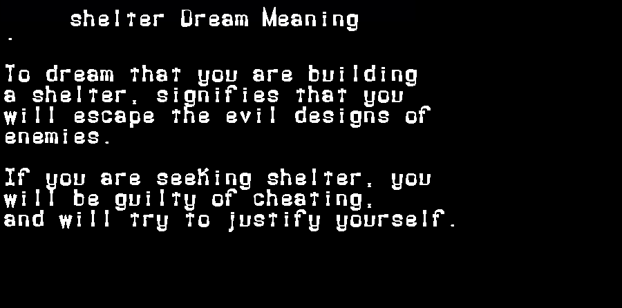  dream meanings shelter