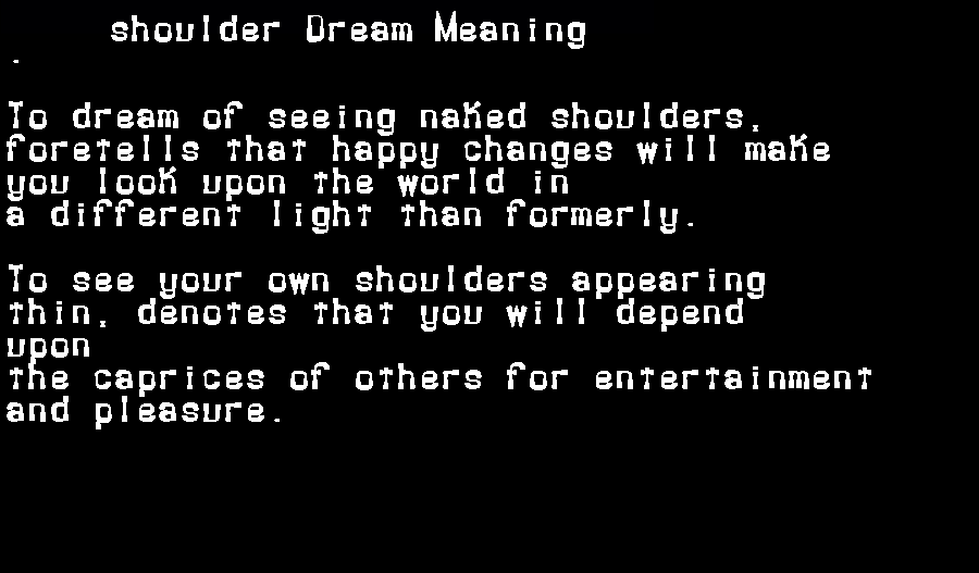  dream meanings shoulder
