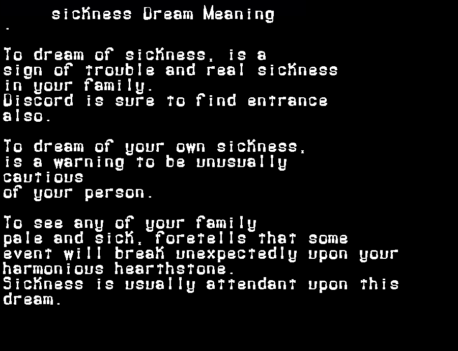  dream meanings sickness