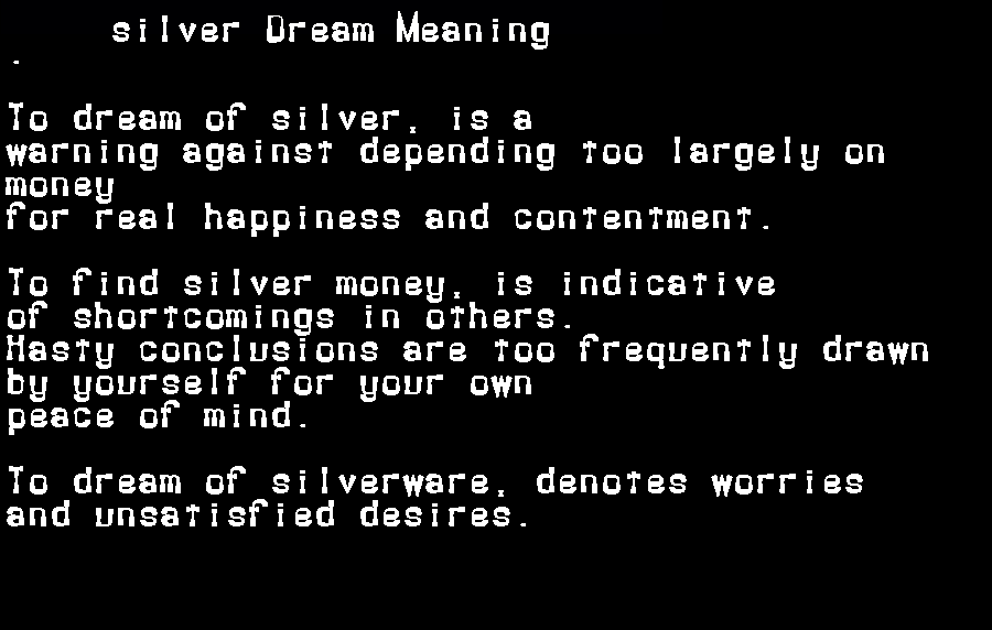  dream meanings silver