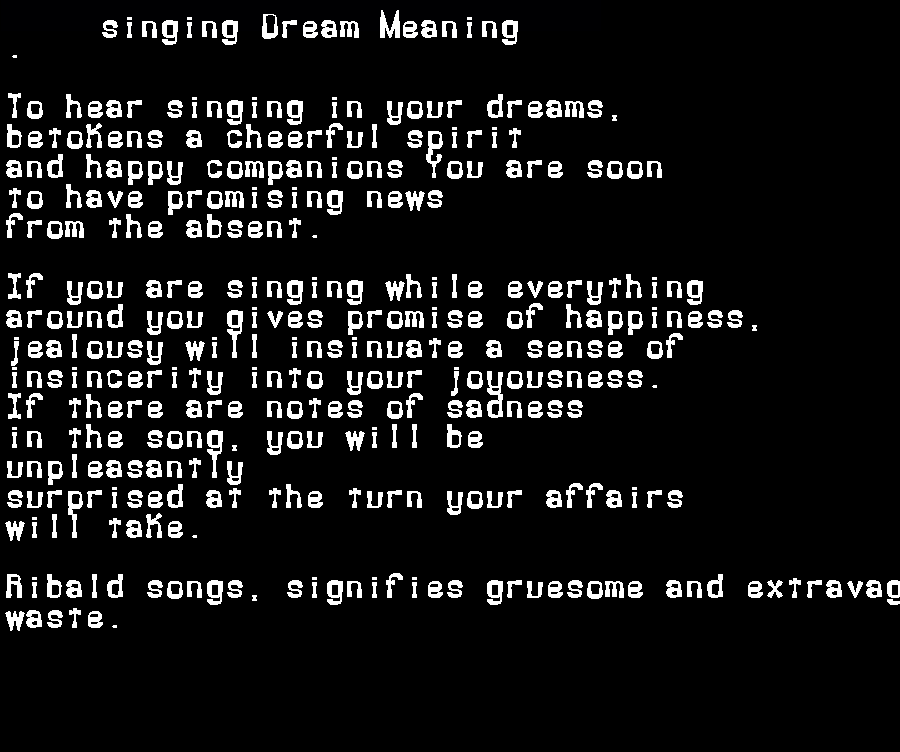  dream meanings singing