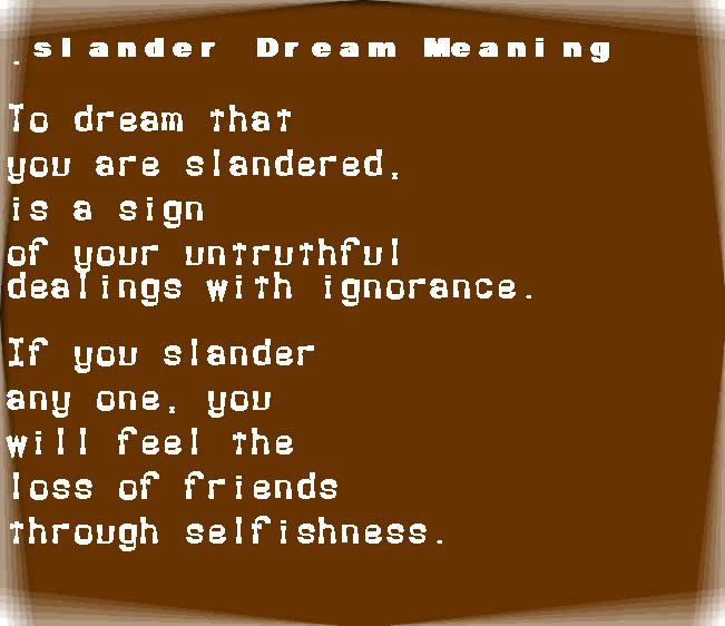  dream meanings slander