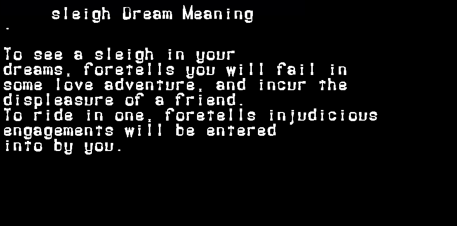  dream meanings sleigh