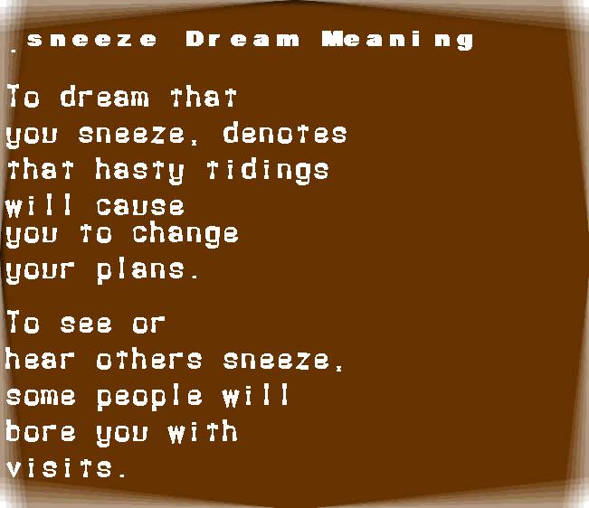  dream meanings sneeze