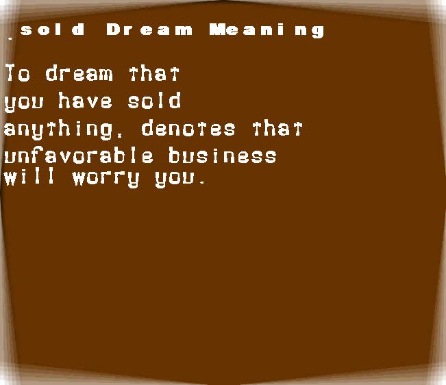  dream meanings sold