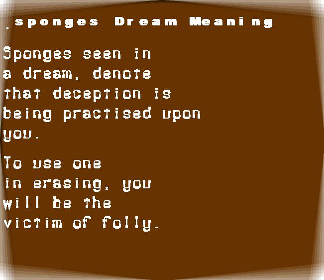  dream meanings sponges