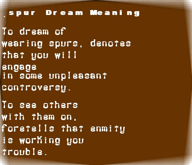  dream meanings spur