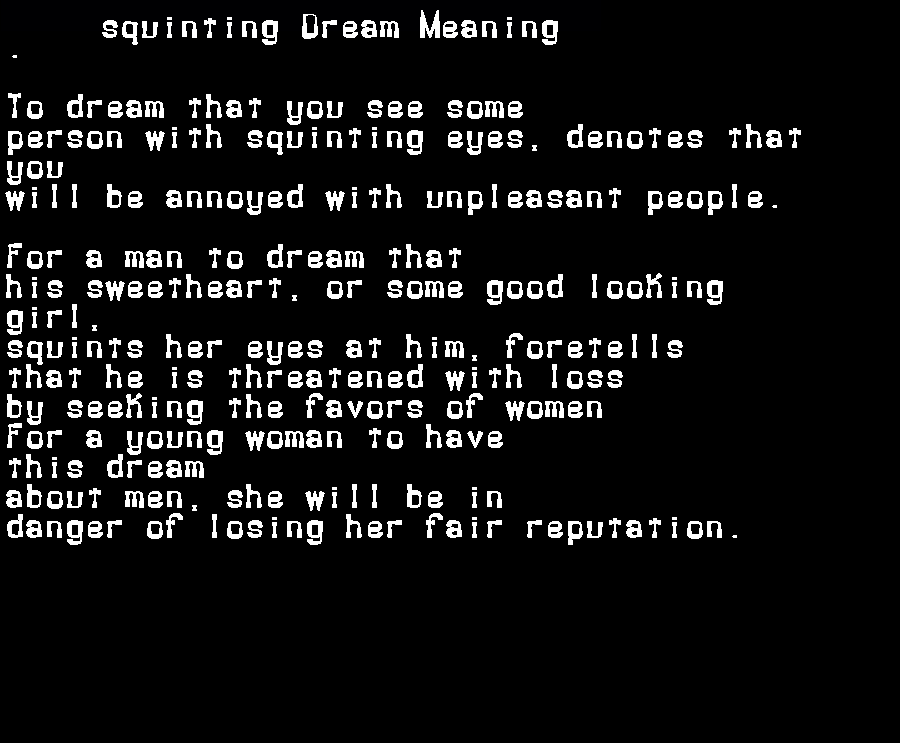  dream meanings squinting