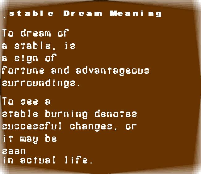  dream meanings stable