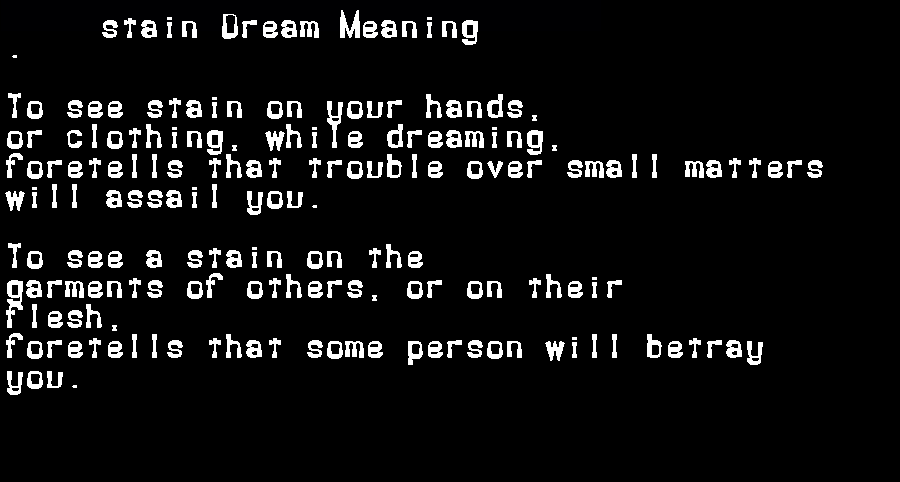  dream meanings stain