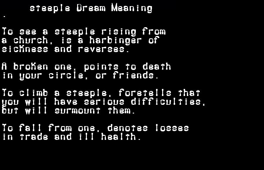  dream meanings steeple