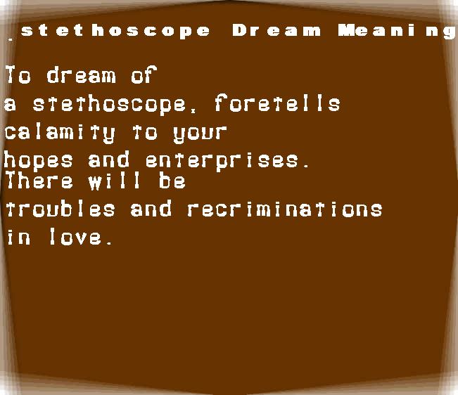  dream meanings stethoscope