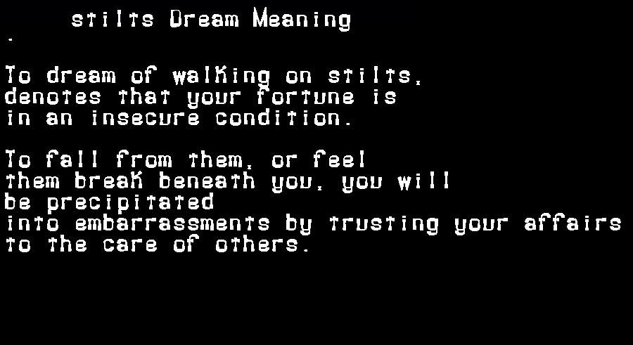  dream meanings stilts