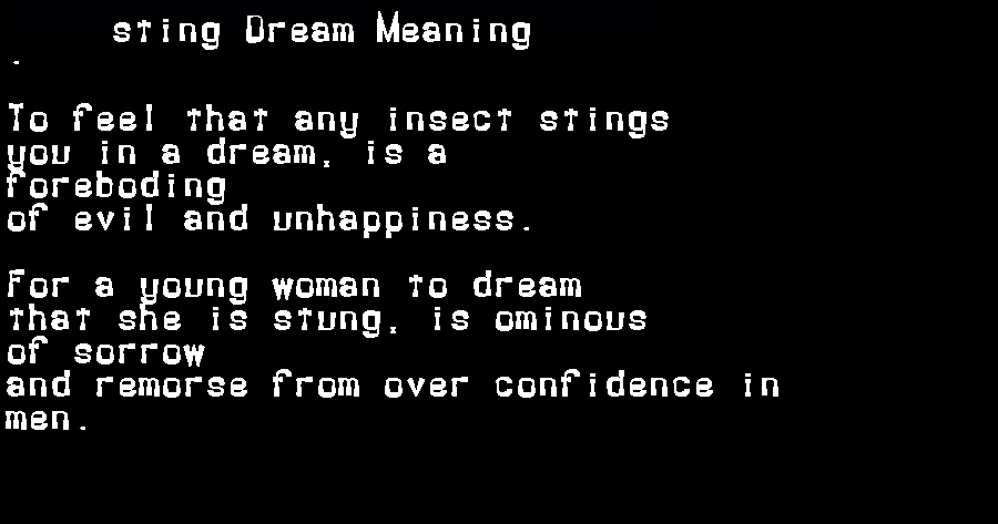  dream meanings sting