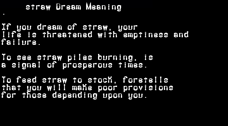  dream meanings straw