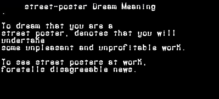  dream meanings street-poster
